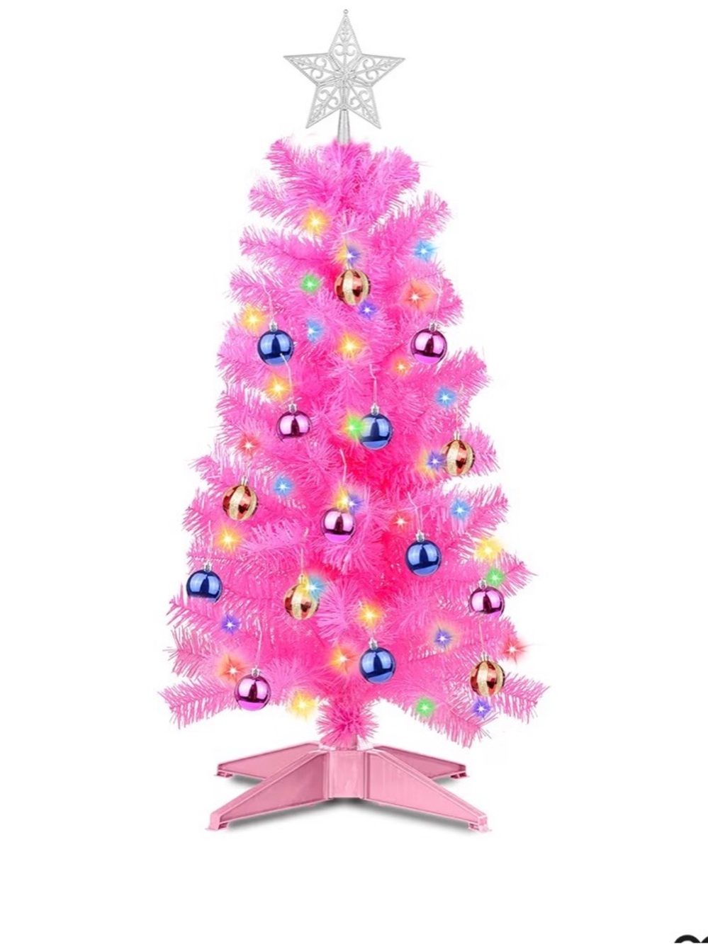 3 Feet Pink Tinsel Christmas Tree